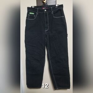 EMPYRE Jeans Skater Tori, Black Cargo Relaxed Baggy Size 12 Denim NWOT